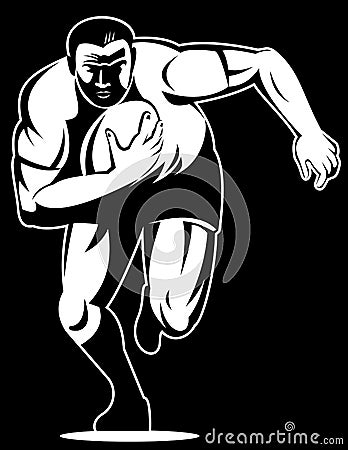 Rugby player running for try Vector Illustration