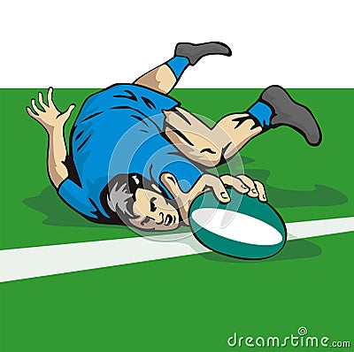 Rugby player scoring a try Stock Photo