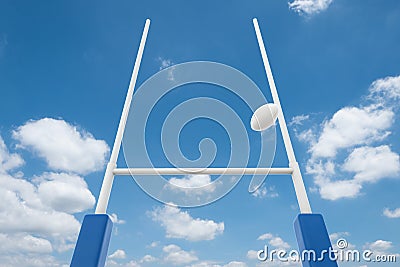 Rugby posts with blue sky Stock Photo