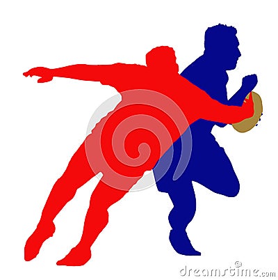 Rugby Runner Tackled Isolation Vector Illustration