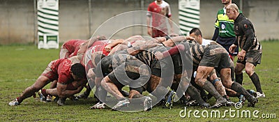 Rugby scrum Editorial Stock Photo