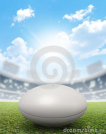 Rugby Stadium And Ball Stock Photo