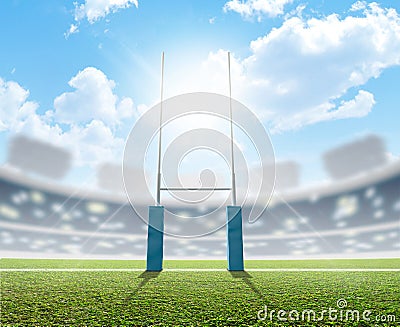 Rugby Stadium And Posts Stock Photo