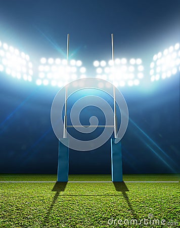 Rugby Stadium And Posts Stock Photo