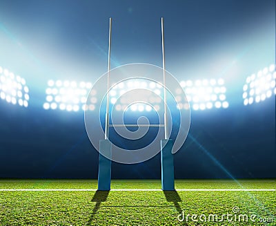 Rugby Stadium And Posts Stock Photo