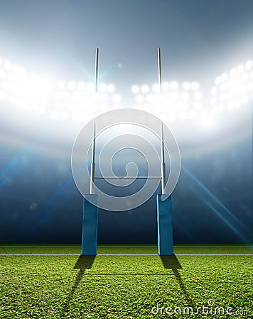 Rugby Stadium And Posts Stock Photo
