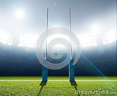 Rugby Stadium And Posts Stock Photo