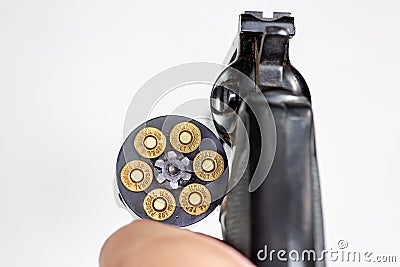 A Ruger 357 Magnum handgun with Federal bullets. Editorial Stock Photo