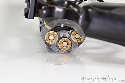 A Ruger 357 Magnum handgun with Federal bullets. Editorial Stock Photo