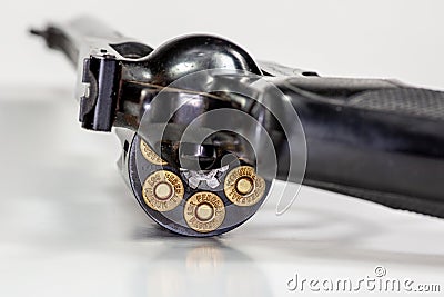 A Ruger 357 Magnum handgun with Federal bullets. Editorial Stock Photo