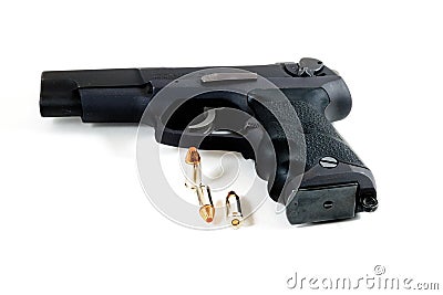 Ruger P85 Handgun with 9MM Ammunition Editorial Stock Photo