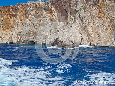 Rugged Coastline and Caves, Zakynthos Greek Island, Greece Stock Photo