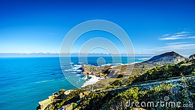 Rugged coastline and steep cliffs of Cape of Good Hope on the Atlantic Ocean Stock Photo