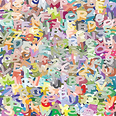 Freehand - marker drawn letters and numbers grid distributed in random Stock Photo