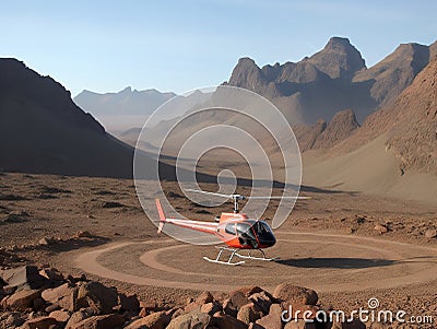 Rugged Helicopter Landing Zone in the Mountains Stock Photo