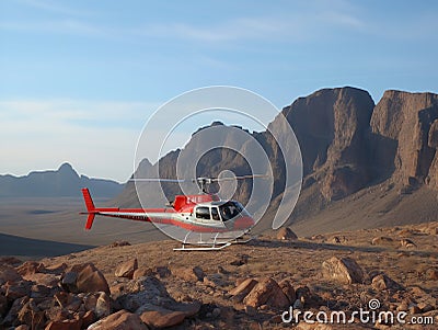 Rugged Helicopter Landing Zone in the Mountains Stock Photo