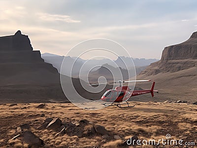 Rugged Helicopter Landing Zone in the Mountains Stock Photo