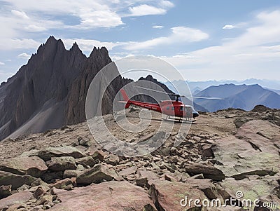 Rugged Helicopter Landing Zone in the Mountains Stock Photo