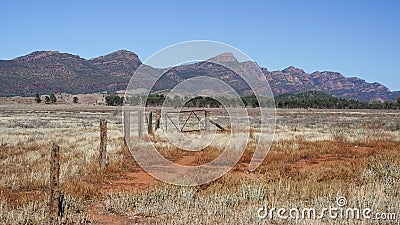 Rugged outback scenery surrounding the Wilpena Pound region of the Flinders Ranges Stock Photo