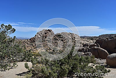 Rugged Rock Formations in the Mojave Desert Stock Photo
