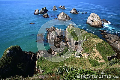 Rugged rocks at the Nugget Point Stock Photo