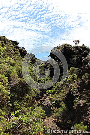 A rugged volcanic ridge in the Azores Stock Photo