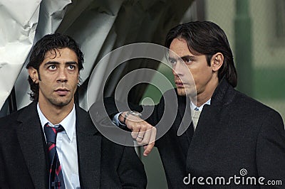 Rui Costa and Filippo Inzaghi before the match Editorial Stock Photo