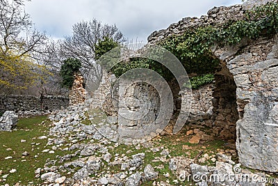 Ruin of an abandoned stone house in Croatia Stock Photo