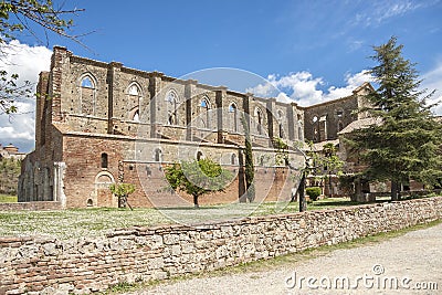 Ruin of Abbey San Galgano - Toscany, Italy Editorial Stock Photo