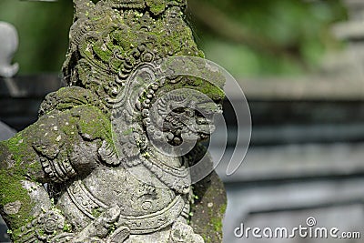 The Ruin ancient lion sculpture in The old culture of the East. Stock Photo