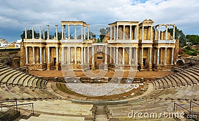 Ruin of Antique Roman Theatre Stock Photo
