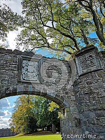 Ruin arch gate in the forest Stock Photo