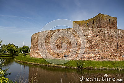 Ruin castle Teylingen from the side in Sassenheim Stock Photo