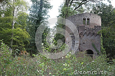 A ruin in a forest at estate De Haere near Deventer, The Netherlands Stock Photo