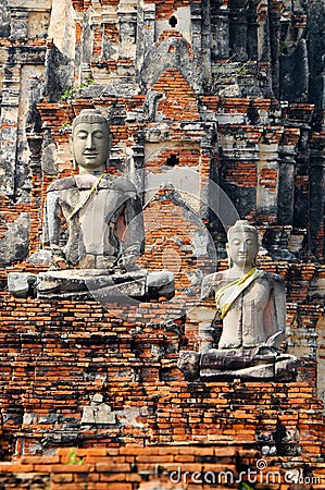 Ruin image of Buddha in Ayutthaya historical park Stock Photo
