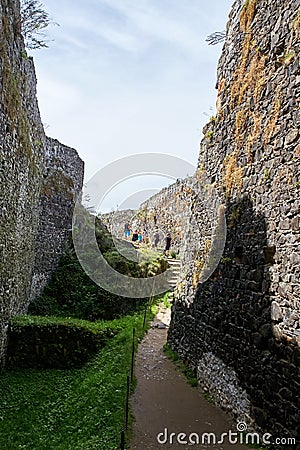 Ruin of medieval gothic castle Trosky Editorial Stock Photo