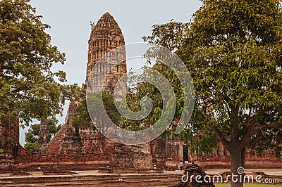 Ruin pagoda of Wat Chai Watthanaram, Ayutthaya, Thailand Stock Photo