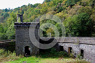 Ruin railway station Station ChÃ¢teau Royal d`Ardenne, Houyet, Belgium Stock Photo