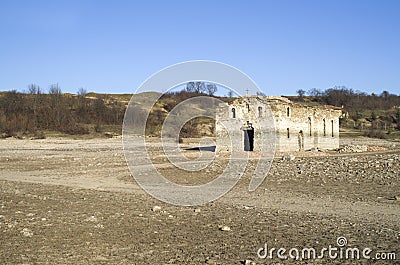 Ruin of rural church in dam Jrebchevo, Bulgaria Stock Photo