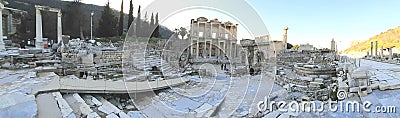 Ruin and wooden horse of Troy where Greek Editorial Stock Photo