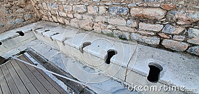 Ruin and wooden horse of Troy where Greek & Trojan fought at Canakkale, Turkey Editorial Stock Photo