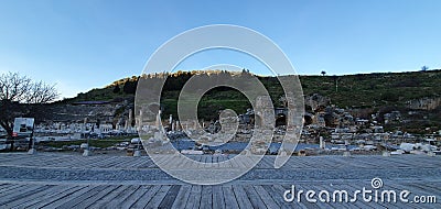 Ruin and wooden horse of Troy where Greek & Trojan fought at Canakkale, Turkey Editorial Stock Photo