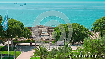 Ruinas viejas de Roman Amphitheater, Tarragona, Costa Daurada almacen de video Ruinas viejas de Roman Amphitheater, Tarragona, Costa Daurada almacen de video