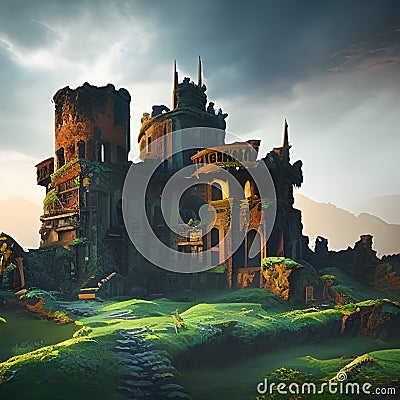 ruined abandoned castle Stock Photo