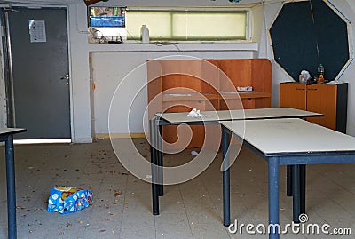 Ruined and abandoned school building Stock Photo