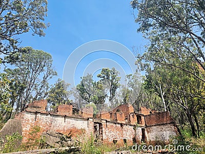 Ruined brick building at Newnes industrial site Stock Photo