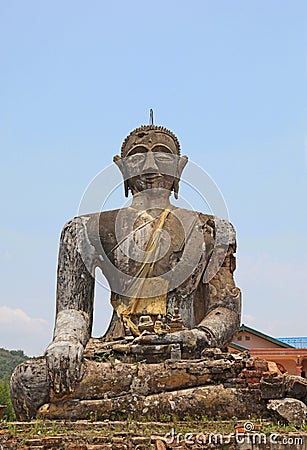 Ruined Buddha - Laos Stock Photo