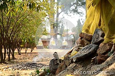 Ruined buddha statue Stock Photo