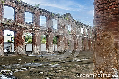 Ruined building of the Gebouw 1790 building, Paramaribo, Suriname, South America Stock Photo