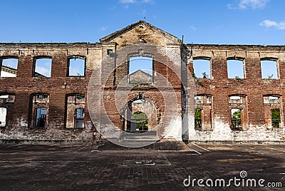 Ruined building of the Gebouw 1790 building, Paramaribo, Suriname, South America Stock Photo